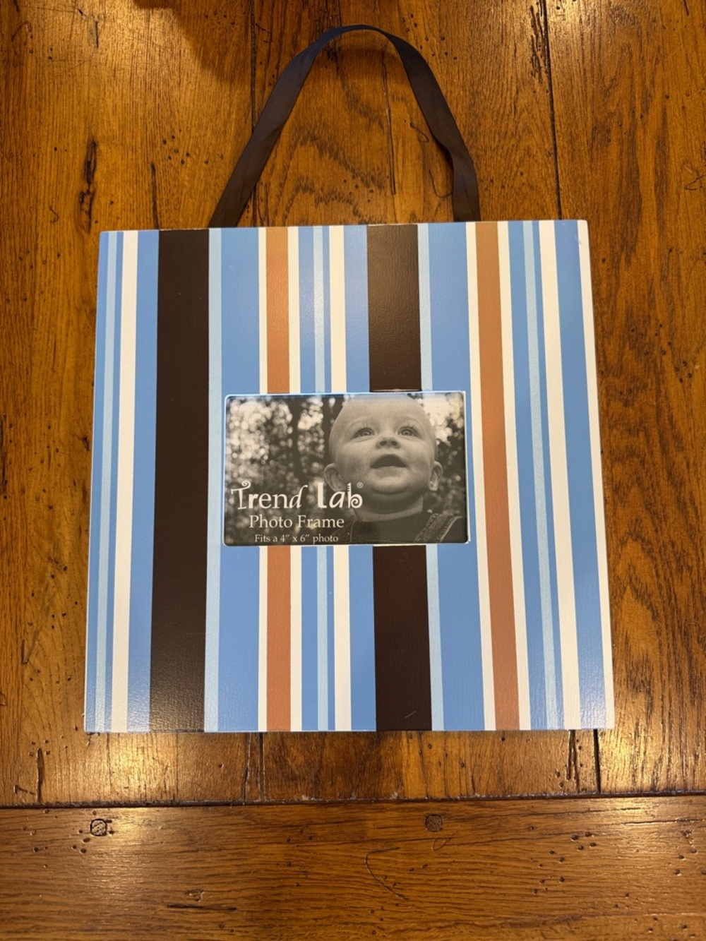 Trend Lab Blue and Brown Striped Hanging Photo Frame